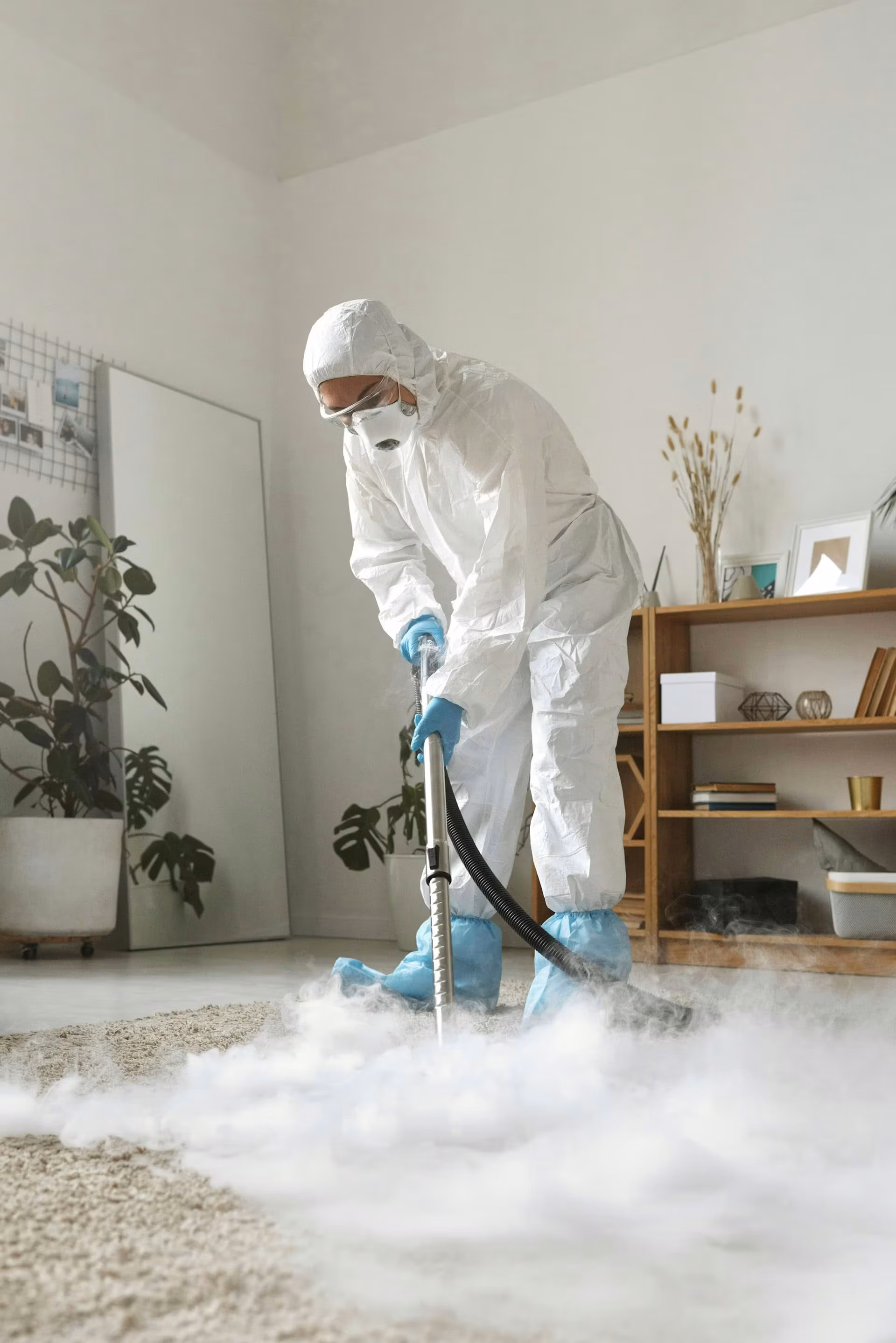 Professional Ozzy Carpet cleaning technician with equipment